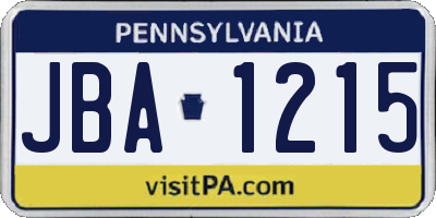PA license plate JBA1215