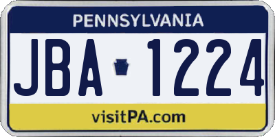 PA license plate JBA1224