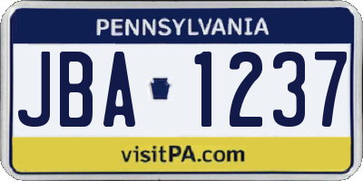 PA license plate JBA1237