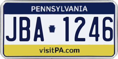 PA license plate JBA1246