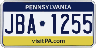 PA license plate JBA1255