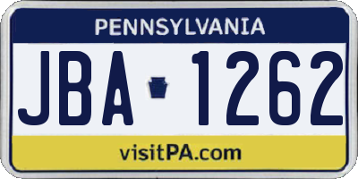PA license plate JBA1262