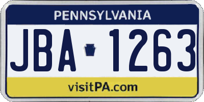 PA license plate JBA1263