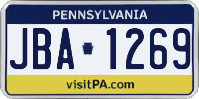 PA license plate JBA1269
