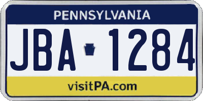 PA license plate JBA1284