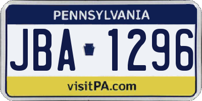 PA license plate JBA1296