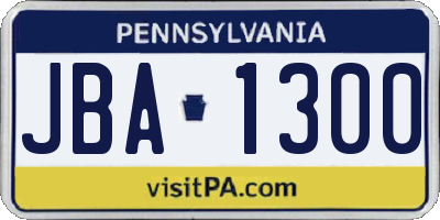 PA license plate JBA1300