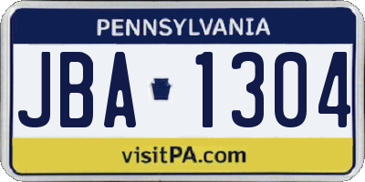PA license plate JBA1304
