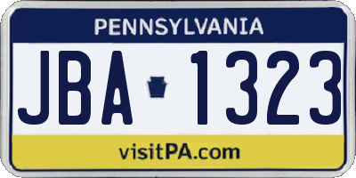 PA license plate JBA1323