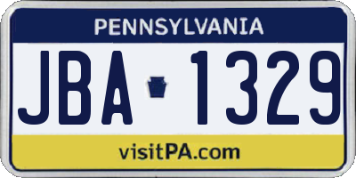 PA license plate JBA1329