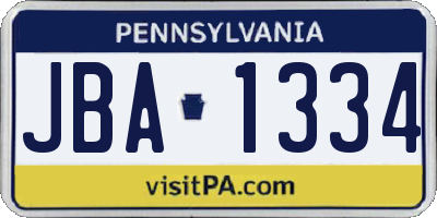 PA license plate JBA1334