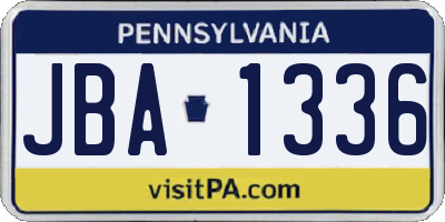 PA license plate JBA1336