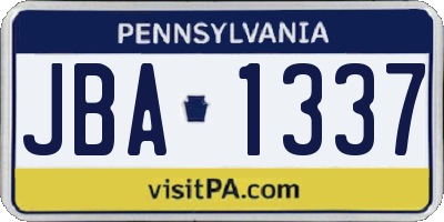 PA license plate JBA1337
