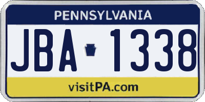 PA license plate JBA1338