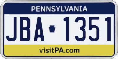 PA license plate JBA1351