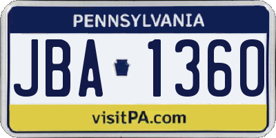 PA license plate JBA1360