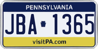 PA license plate JBA1365