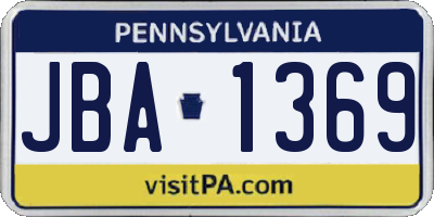 PA license plate JBA1369