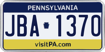 PA license plate JBA1370
