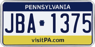 PA license plate JBA1375