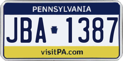 PA license plate JBA1387