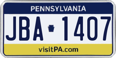 PA license plate JBA1407