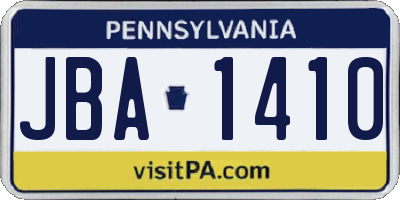 PA license plate JBA1410