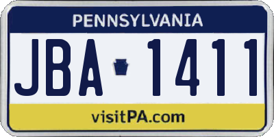 PA license plate JBA1411