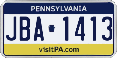 PA license plate JBA1413