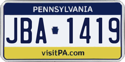 PA license plate JBA1419