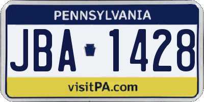 PA license plate JBA1428