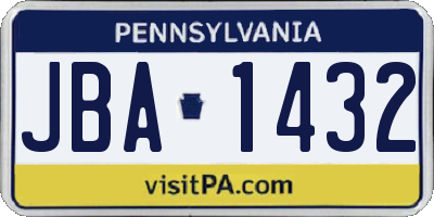 PA license plate JBA1432