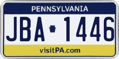 PA license plate JBA1446