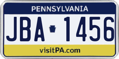 PA license plate JBA1456