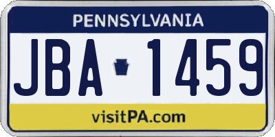 PA license plate JBA1459