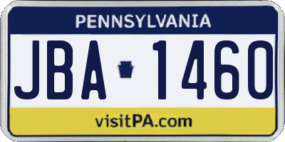 PA license plate JBA1460