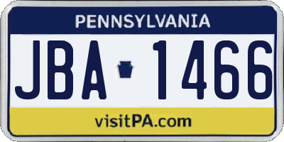 PA license plate JBA1466