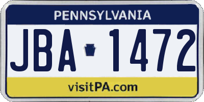PA license plate JBA1472