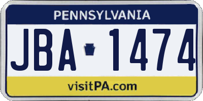PA license plate JBA1474