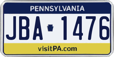 PA license plate JBA1476