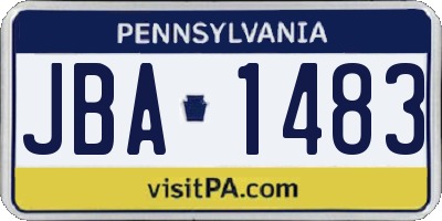 PA license plate JBA1483