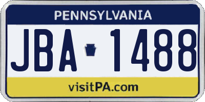 PA license plate JBA1488