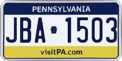 PA license plate JBA1503