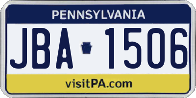 PA license plate JBA1506