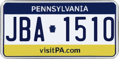 PA license plate JBA1510