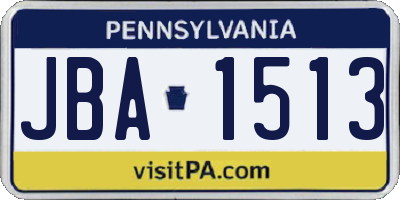 PA license plate JBA1513