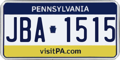 PA license plate JBA1515