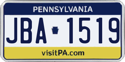 PA license plate JBA1519
