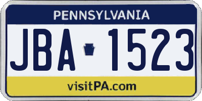 PA license plate JBA1523