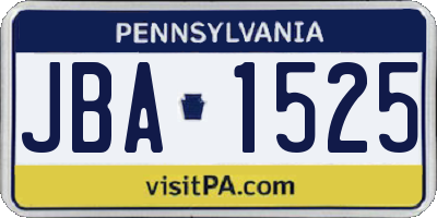 PA license plate JBA1525